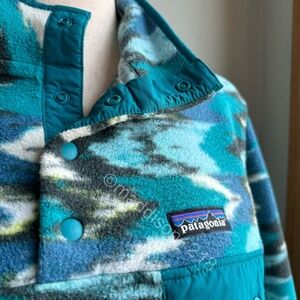 Patagonia Synchilla Trout Tales Elwha Blue Medium Snap-T Fleece Sweater M